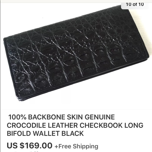 NEW Crocodile leather Check-book bi-fold wallet - Picture 8 of 8